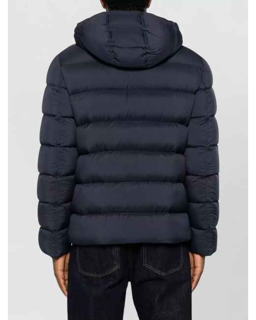 Herno Blue Hooded Nylon Down Coat Quilted Pockets for men