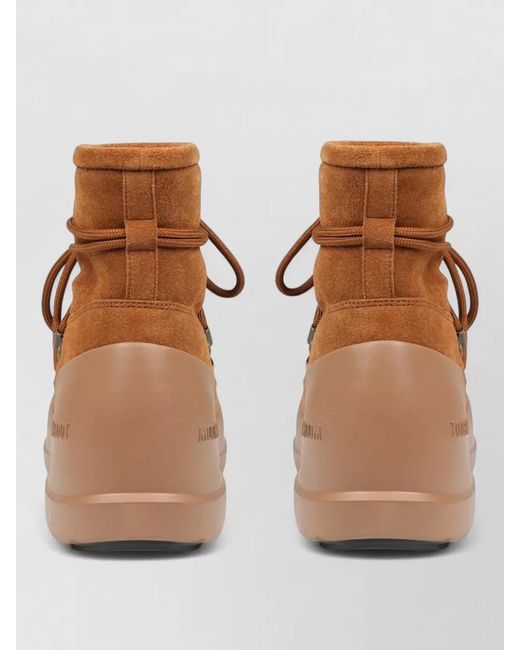 Moon Boot Brown Ankle Boots Suede Upper Round Toe Rubber