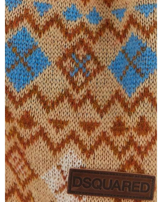 DSquared² Brown Heart Vintage Shetland Wool Cardigan