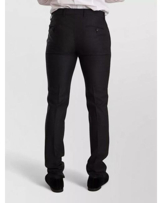 Dolce & Gabbana Black Wool Slim-Fit Tailored Trousers for men