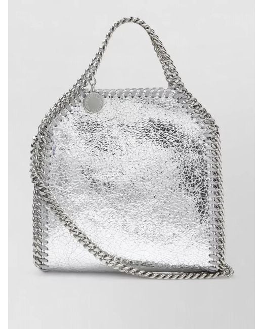 Stella McCartney Gray Shoulder Bag Chain Strap Metallic Finish Handle