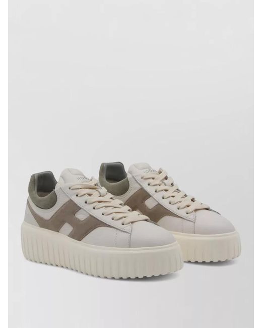 Hogan Gray Leather Low-Top Sneakers