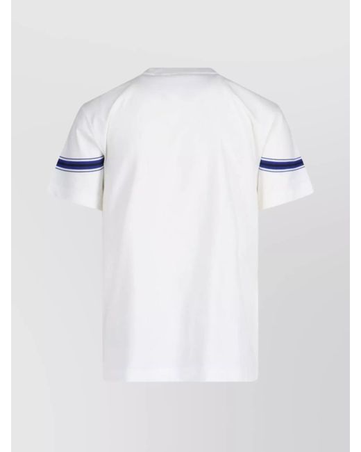 Burberry White Crew Neck Striped Design Short Sleeves for men