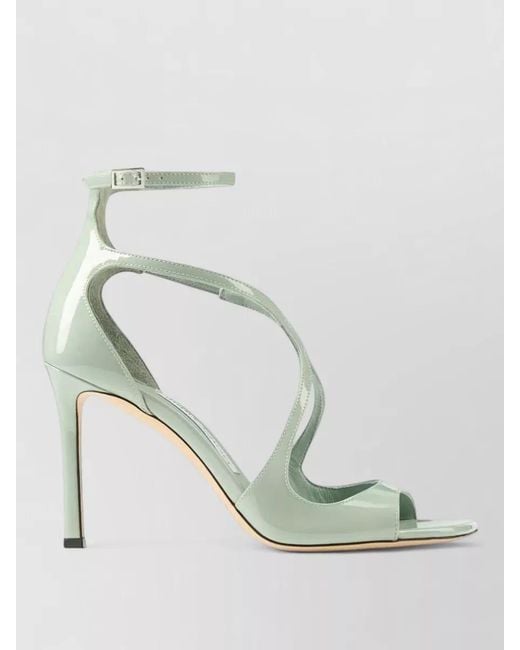 Jimmy Choo Green Azia 95 Leather Square Toe Stiletto Sandals