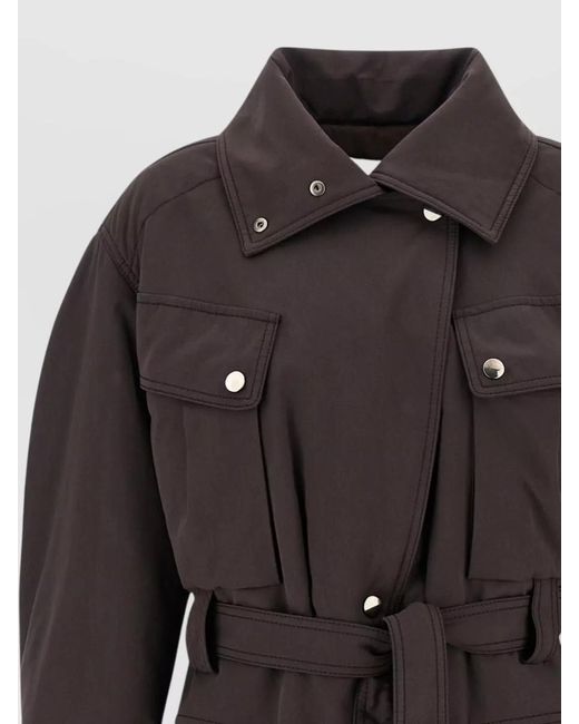 ANDAMANE Black Xandra Jacket Belted Waist Buttoned Cuffs Epaulettes