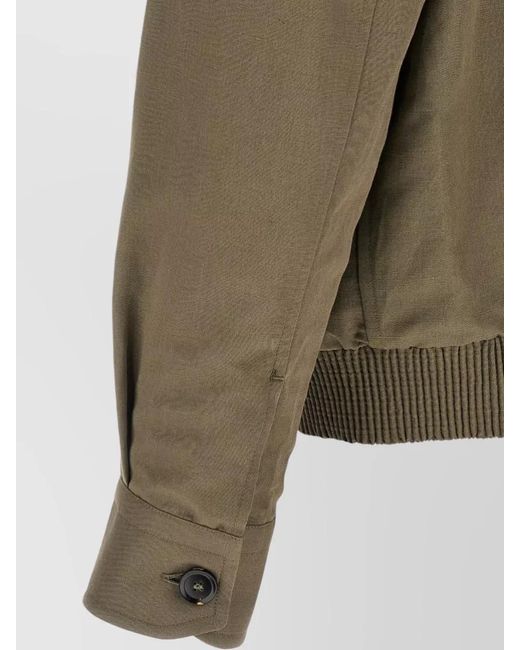 Brioni Green Linen Cotton Blouson Jacket Buttoned Cuffs for men