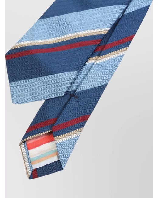 Paul Smith Blue Silk Stripe Tie for men
