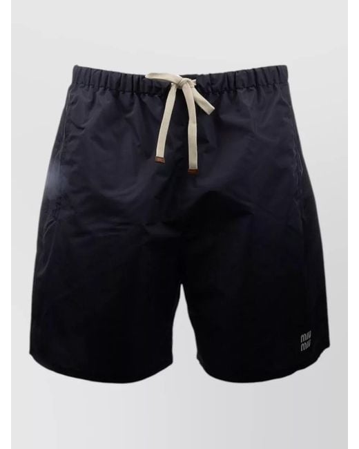 Miu Miu Blue Beach Shorts Featuring Back And Side Pockets