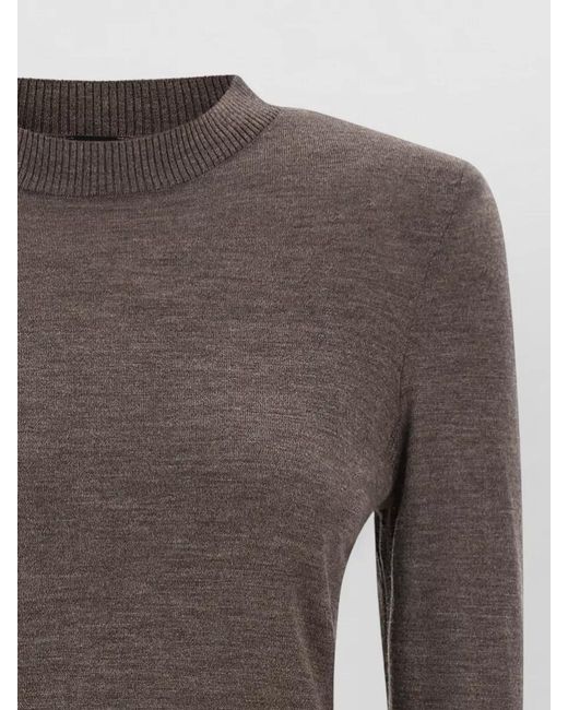 Pinko Brown Sweater Featuring Padded Shoulders Long Sleeves