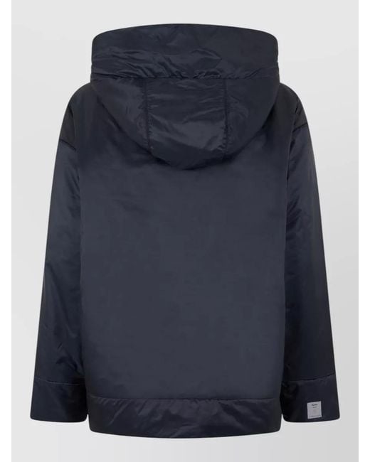 Max Mara Blue Hooded Padded Jacket Polyester Polyamide
