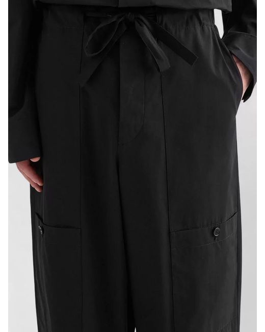 Jil Sander Black Cotton Cargo Wide-Leg Trousers for men