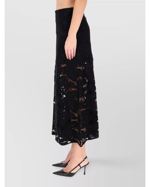 Patou Black Lace Midi Skirt
