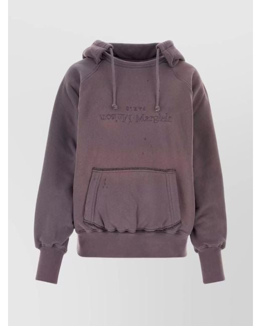 Maison Margiela Purple Logo-Print Cotton Hoodie
