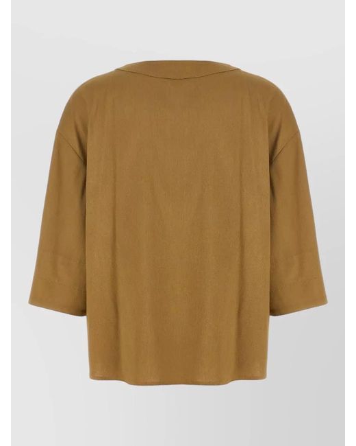 Max Mara Natural Sospiro Boat Neck Boxy Cropped Blouse