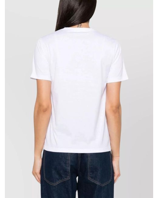 Burberry White Cotton Ribbed Crew-Neck Logo-Print T-Shirt