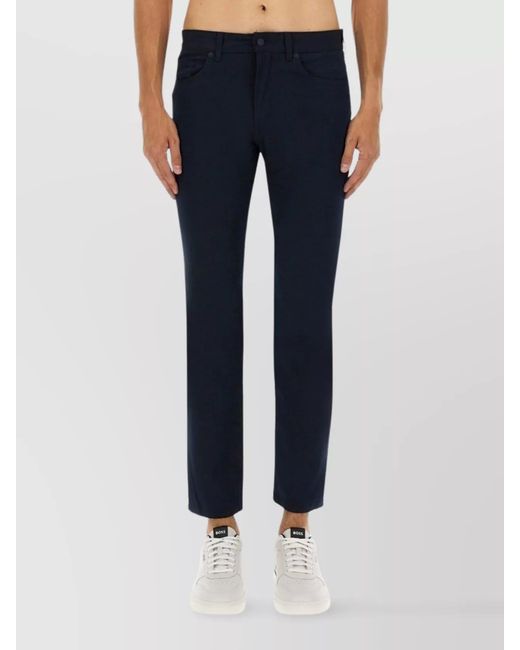 Boss White Twill Straight-Leg Trousers for men