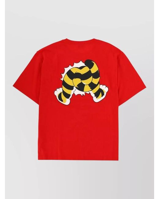 KENZO Red Cotton Oversized Printed T-Shirt for men