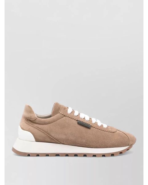Brunello Cucinelli Pink Leather Low-Top Sneakers