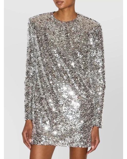 Isabel Marant Gray Sequin Long-Sleeve Mini Dress