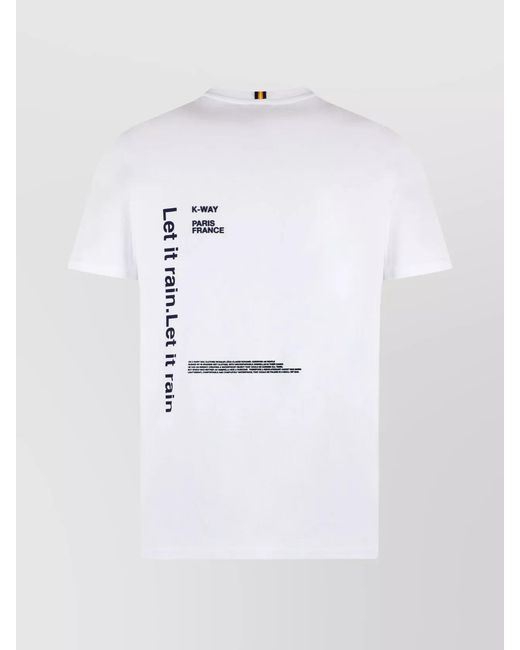 K-Way White Cotton Slim-Fit Printed T-Shirt for men