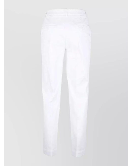 Via Masini 80 White Slim Fit Trousers Straight Leg Pockets