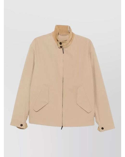 Emporio Armani Natural Nylon Bomber Jacket Corduroy Collar Cuffs for men