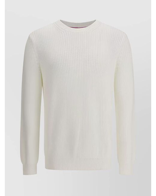 Brunello Cucinelli White Soft Cotton Half-Rib Knit Sweater for men
