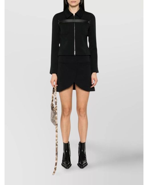 Courreges Black Asymmetric Twill Mini Skirt