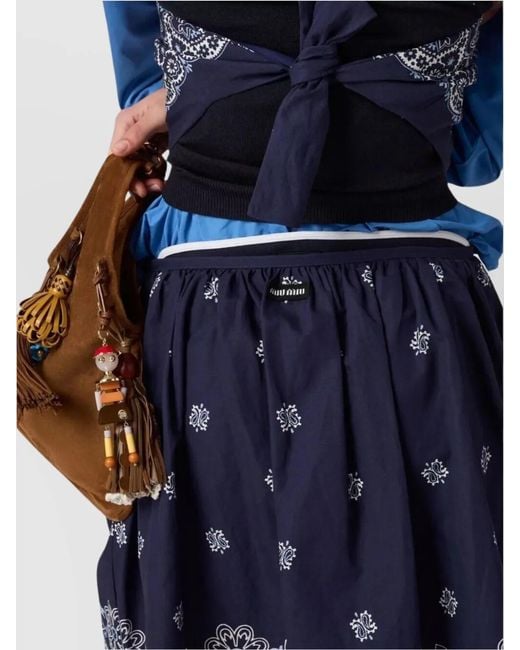 Miu Miu Blue Cornflower Print Poplin Skirt