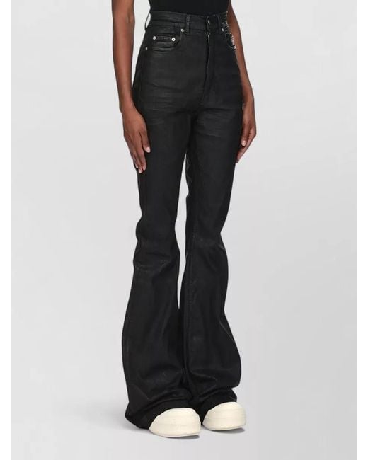 Rick Owens Black High Waist Bootcut Stretch Denim Jeans