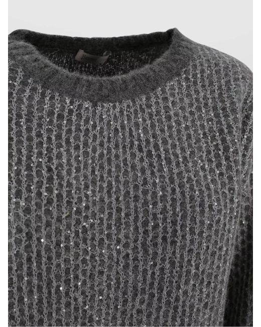 Herno Black Alpaca-Blend Fine-Knit Sequin Crew-Neck Jumper