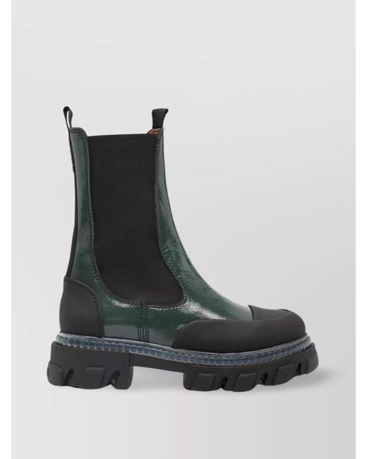 Ganni Women's Black Contemporary Ankle Boots With Chunky Sole