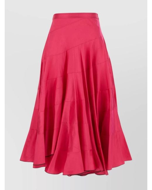 Tory Burch Flared High Waist Silk Skirt