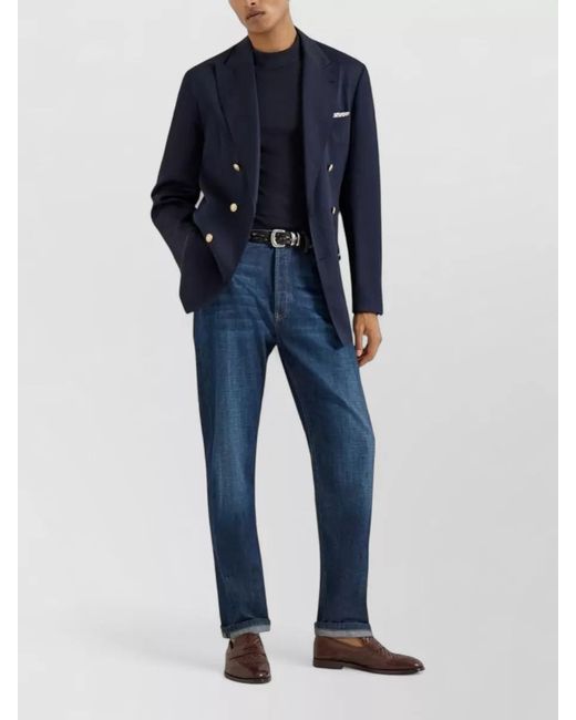 Brunello Cucinelli Blue Denim High-Rise Straight-Leg Jeans for men
