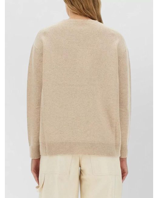 Max Mara Natural Plata Crew Neck Shirt Embroidered Detail