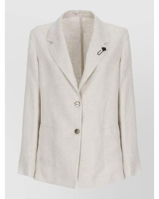 Lardini Natural Linen Blazer Tailored Fit Chest Pocket