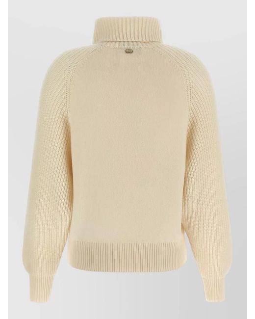 Agnona Natural Cashmere Ribbed High-Neck Zip Sweater