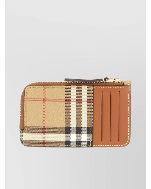 Burberry Natural Checkered Pattern Wallet And Cardholder