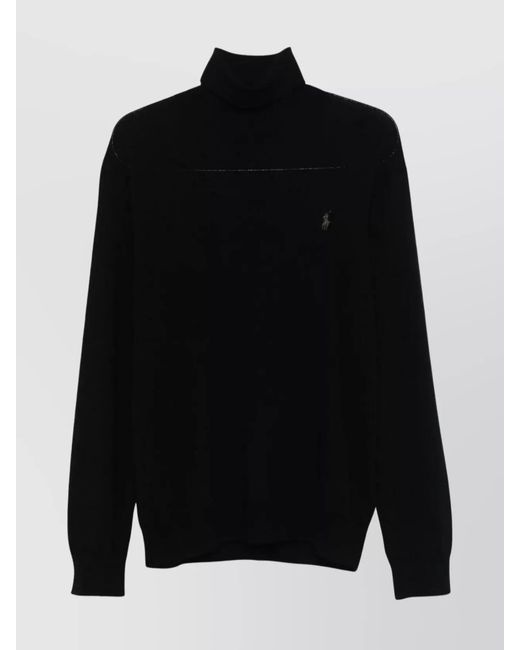 Polo Ralph Lauren Black Ribbed Wool High Neck Regular Fit Sweater for men