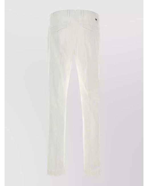 PT Torino White Stretch Cotton Tailored Pants Belt Loops for men