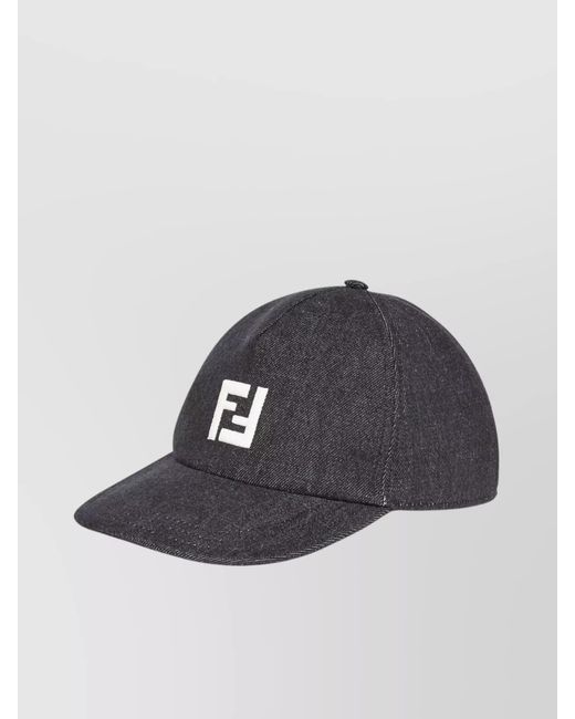 Fendi Black Denim Logo-Embroidered Baseball Cap for men