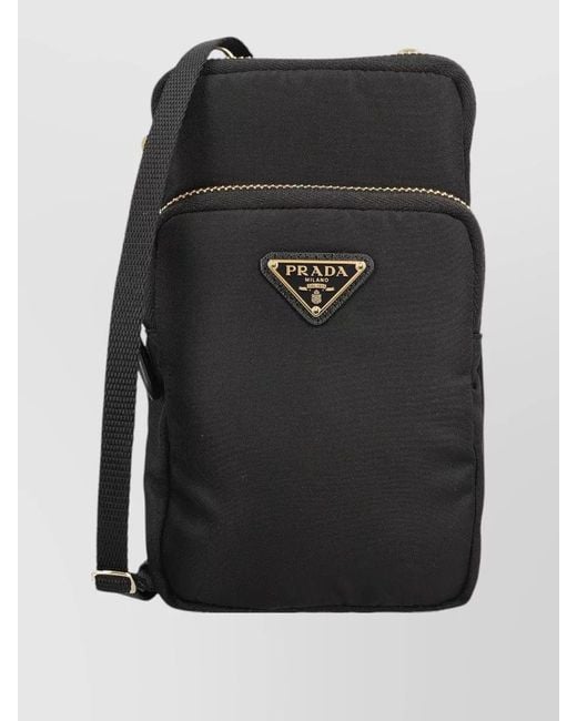 Prada Black Mobile Phone Pouch Adjustable Strap Pocket