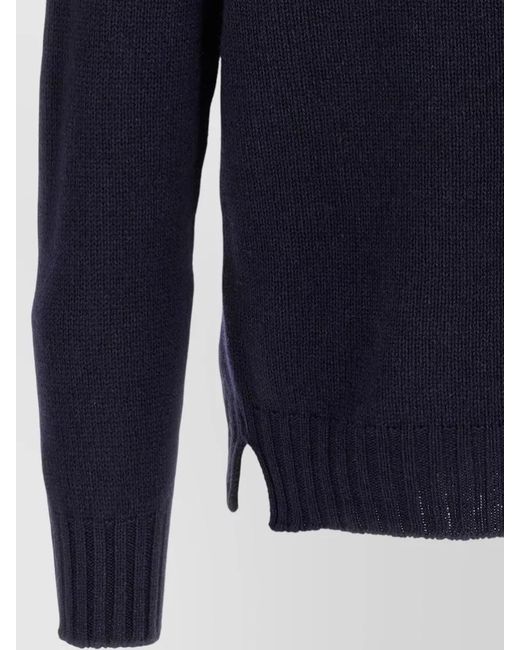 Ma'ry'ya Blue Turtleneck Sweater Long Sleeves Ribbed Trims for men