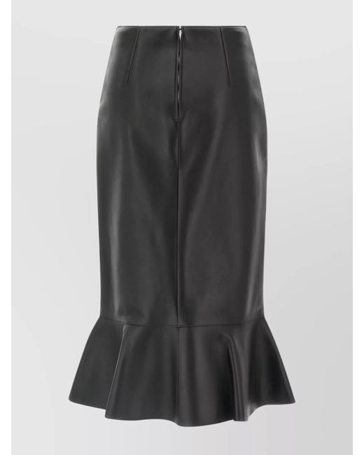 Fendi Black Leather Fitted Skirt