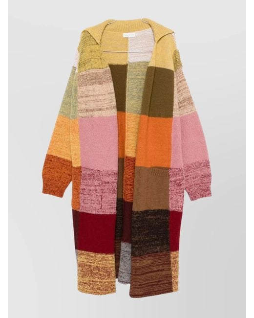 Dries Van Noten Red Patchwork Design Wool Blend Coat for men