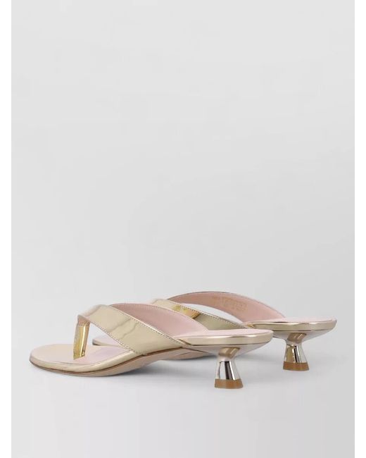 Stuart Weitzman Natural Rio Thong Sandal Metallic Kitten Heel