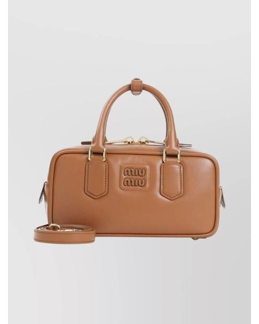 Miu Miu Brown Arcadie Calf Leather Shoulder Bag