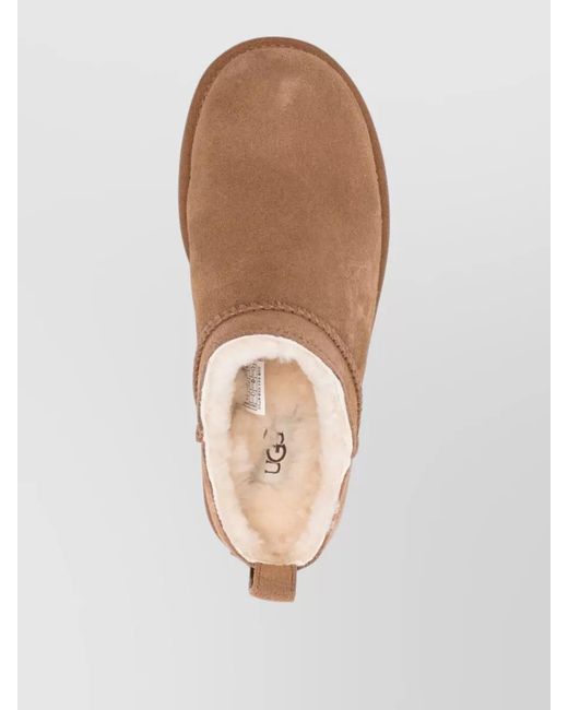 Ugg Brown Micro Suede Boot Slippers Rubber Sole