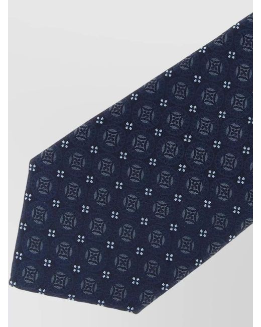 Brunello Cucinelli Blue Geometric Pattern Tie Slim Design for men