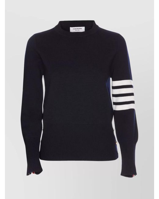 Thom Browne Blue Wool Milano-Stitch Crewneck Jumper